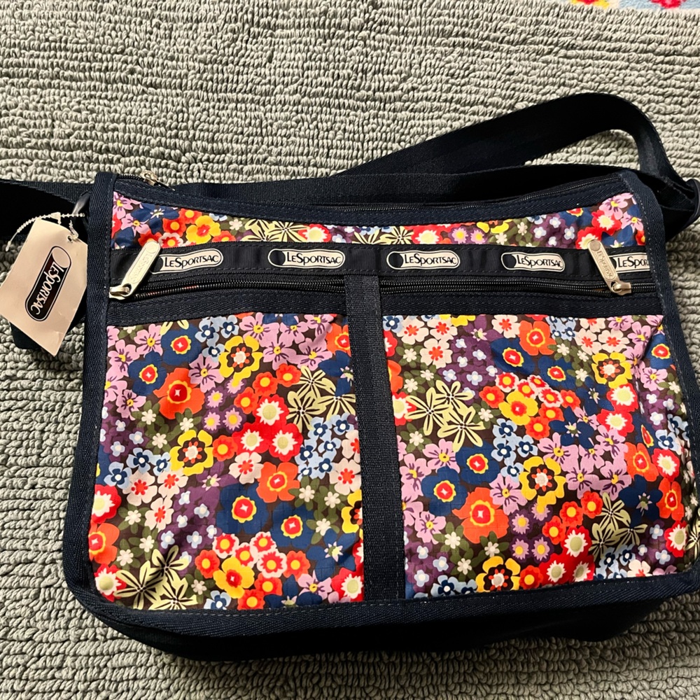 LeSportsac Crossbody Bag - Floral Black and Multicolor